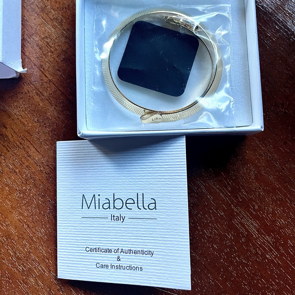 Miabella Italy Men’s Flat Snake Bracelet in 18K Gold Over Sterling Silver